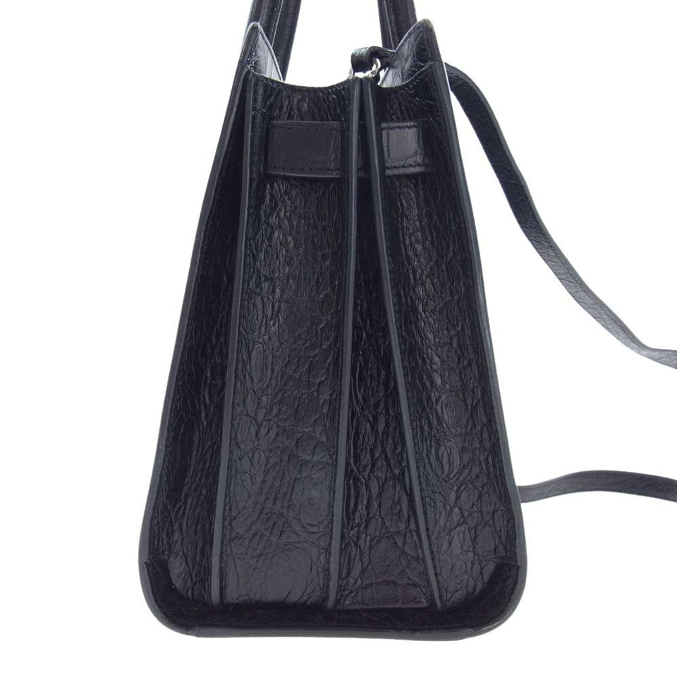 Saint Laurent- Shoulder Bag Jour Baby Crocodile Embossed Handbag Black