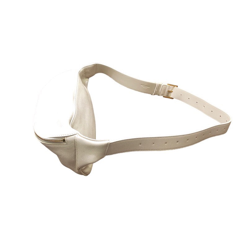 Saint Laurent- Belt Bag Monogram Ivory Gd Hardware Grain Leather Unisex Body Bag