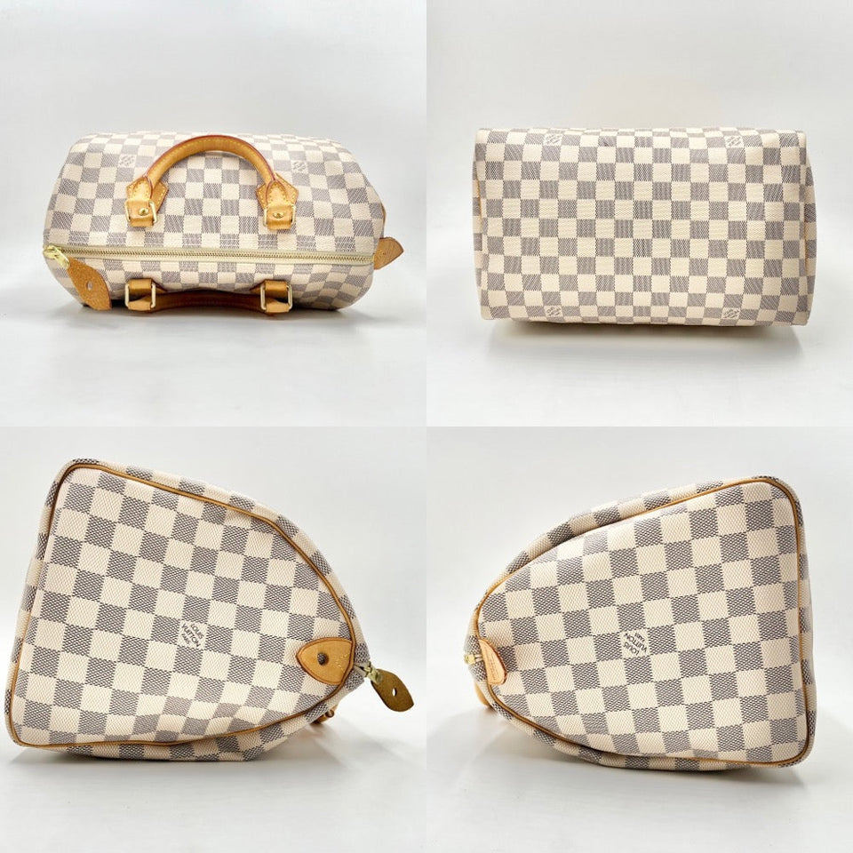 Louis Vuitton Handbag Damier Azur Speedy 30 Boston Bag White