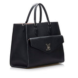 Louis Vuitton Lock Me Tote MM Handbag Shoulder Bag 2WAY Noir Black Leather