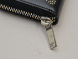 Saint Laurent- Round Zipper Long Wallet Heart Studded Black