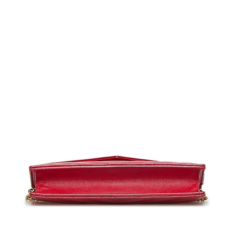 Saint Laurent- Chain Wallet Shoulder Bag Leather Red