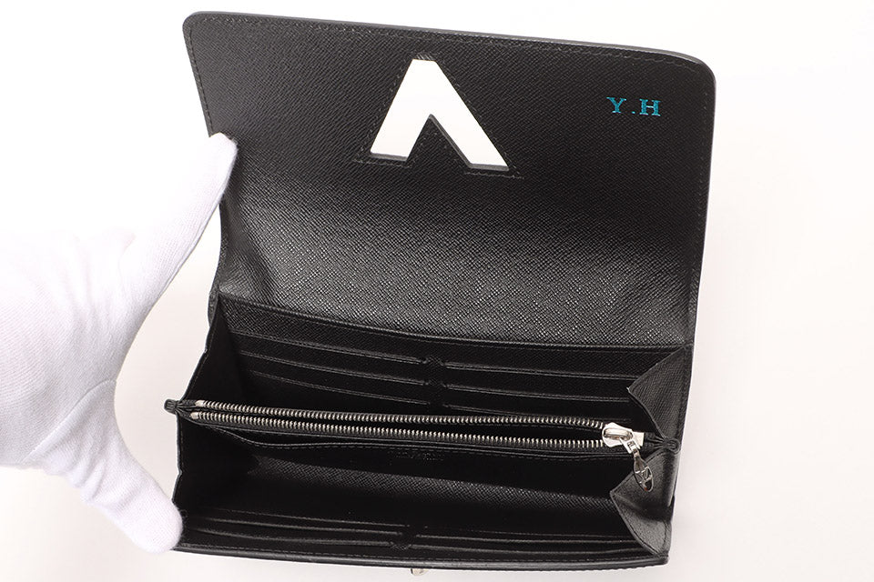 Louis Vuitton Epi Zipper Long Wallet Portefeuille Twist Noir Black