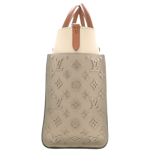 Louis Vuitton On My Side MM Shoulder Monogram Grain Calf Leather Creme