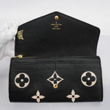 Louis Vuitton Bifold Long Wallet Monogram Implant Portefeuille Sarah Black