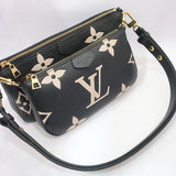 Louis Vuitton Multi Pochette Accessoires Bag Monogram Implant Leather Black Creme