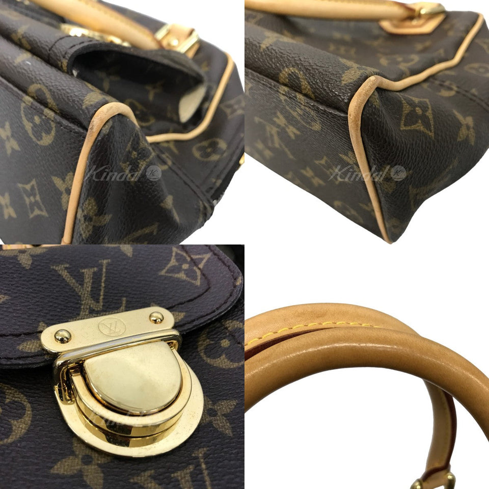 Louis Vuitton Manhattan PM Monogram Handbag Mini Boston Bag Brown