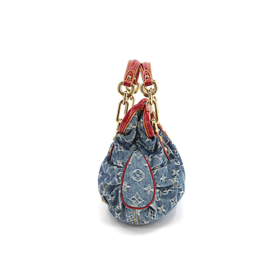 Louis Vuitton Monogram Denim Pleaty Aligator Shoulder Bag