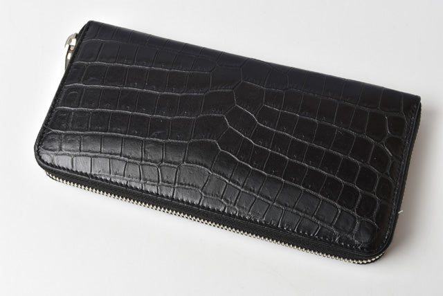 Saint Laurent- Wallet Long Wallet Monogram Crocodile Leather Black