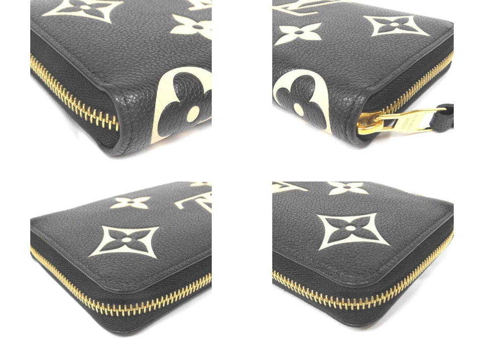 Louis Vuitton Round Zipper Long Wallet  Monogram Implant Black
