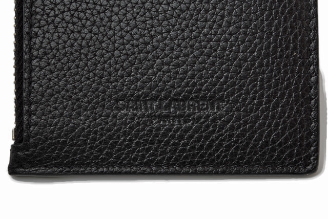 Saint Laurent- Paris Coin Case Card Case Neck Strap Leather Black