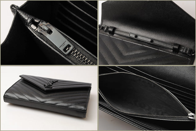 Saint Laurent- Chain Wallet Shoulder Bag Clutch Bag Leather Black