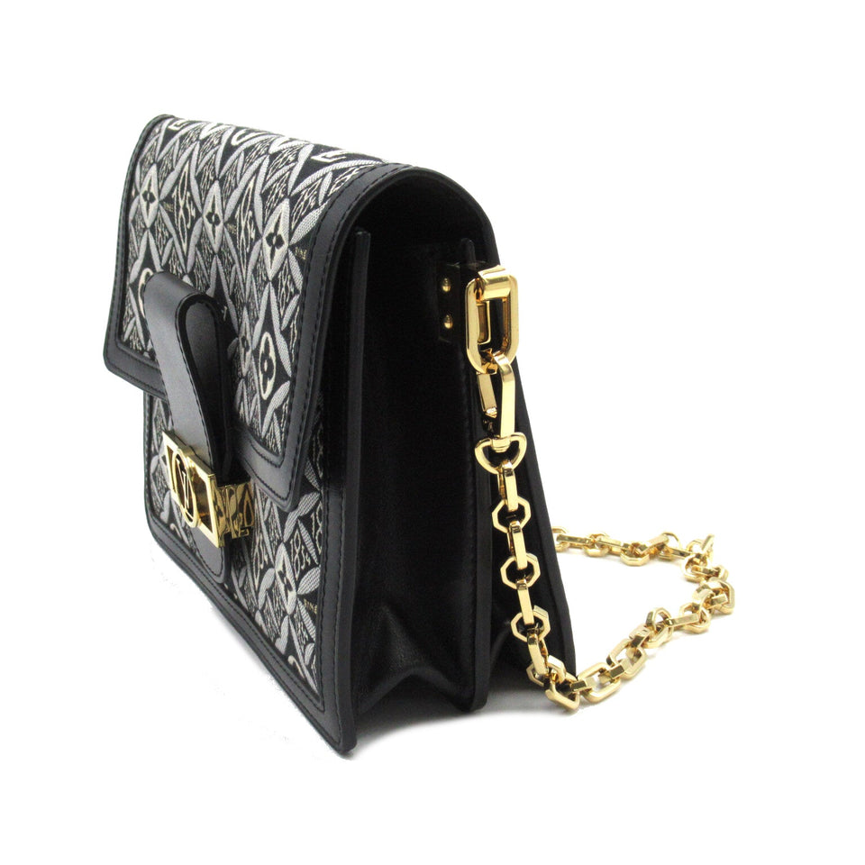 Louis Vuitton Dauphine MM Shoulder Bag Leather Monogram Black
