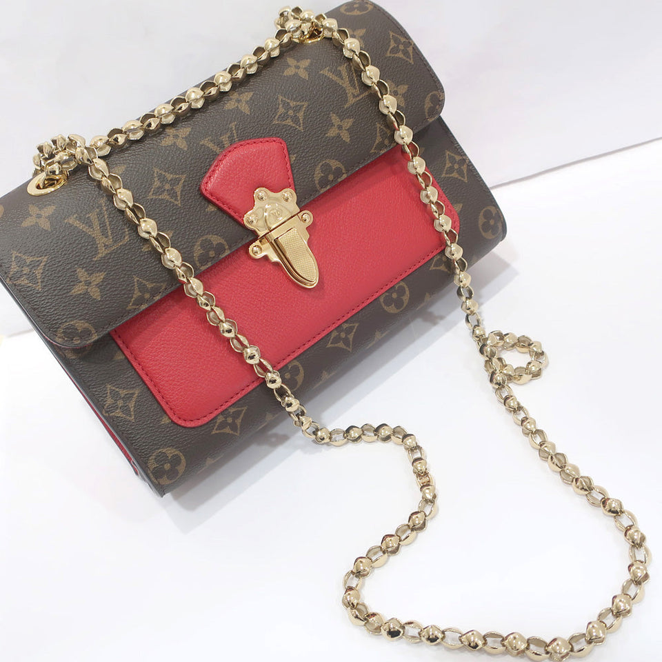 Louis Vuitton Vavin Chain Shoulder Bag Monogram Canvas Leather Red