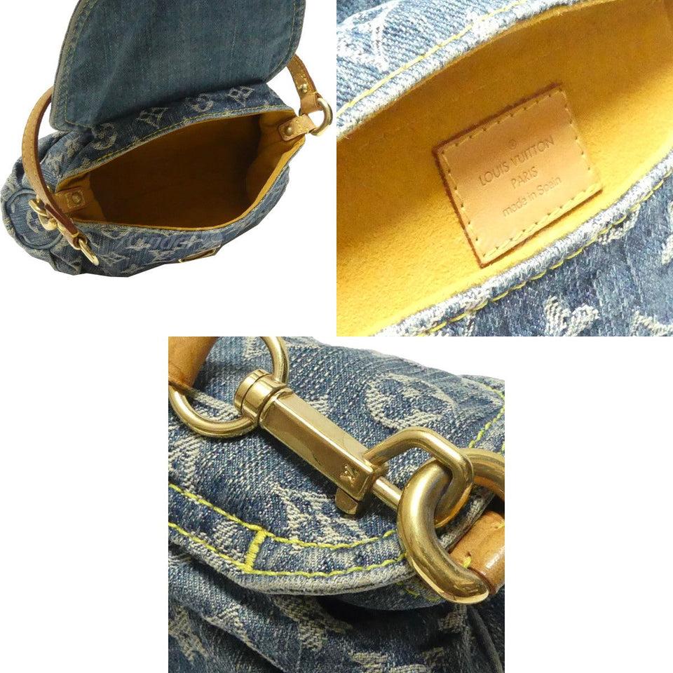 Louis Vuitton Mini Pleaty Monogram Denim Shoulder Bag Blue