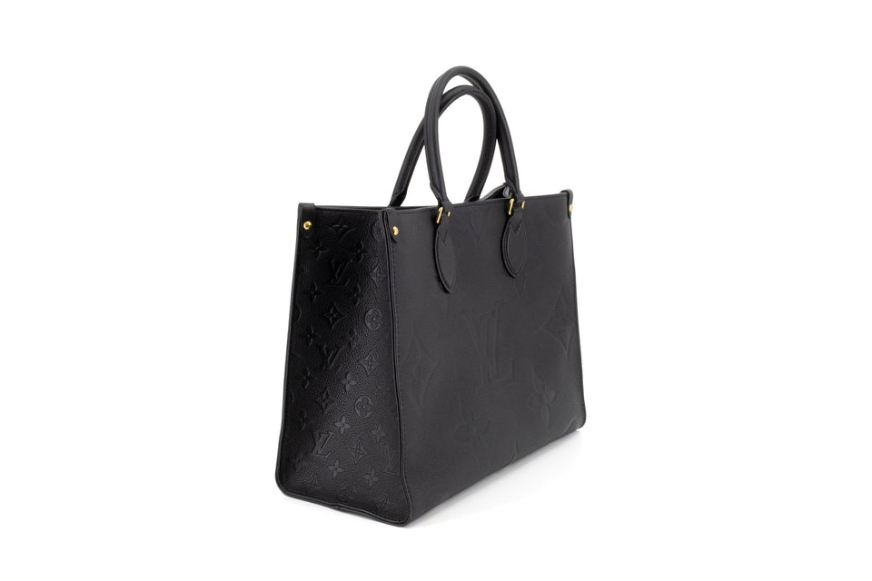 Louis Vuitton On The Go MM Shoulder Bag Monogram Implant Leather Black