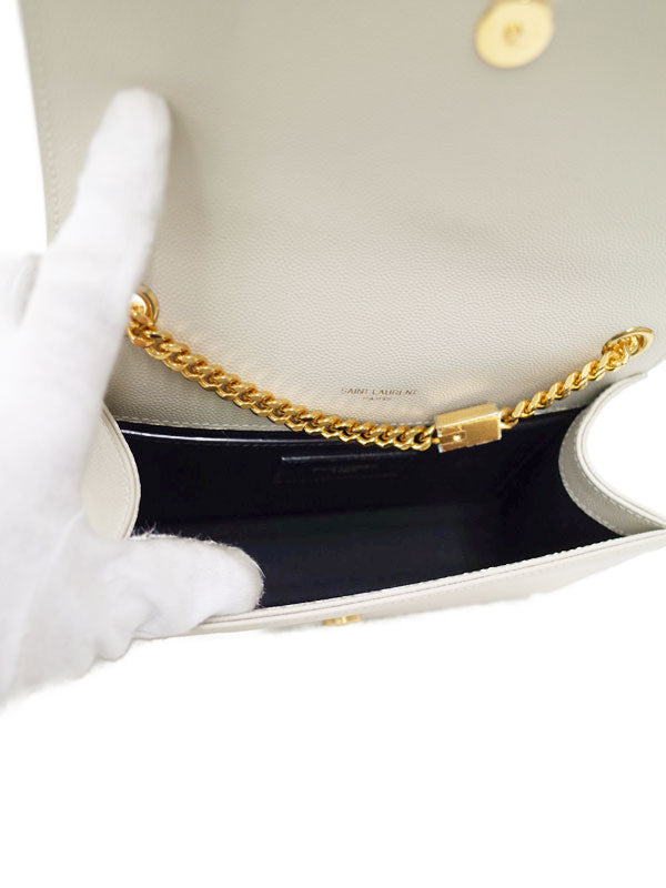 Saint Laurent- Logo Kate Chain Shoulder Bag White