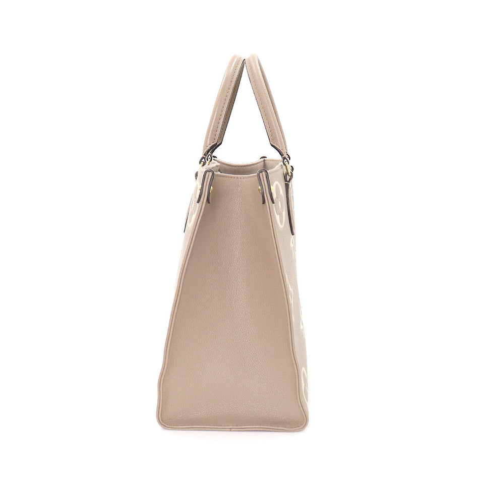 Louis Vuitton Bicolor Monogram Implant On The Go MM 2way Tote Shoulder Bag Tourtrail Creme