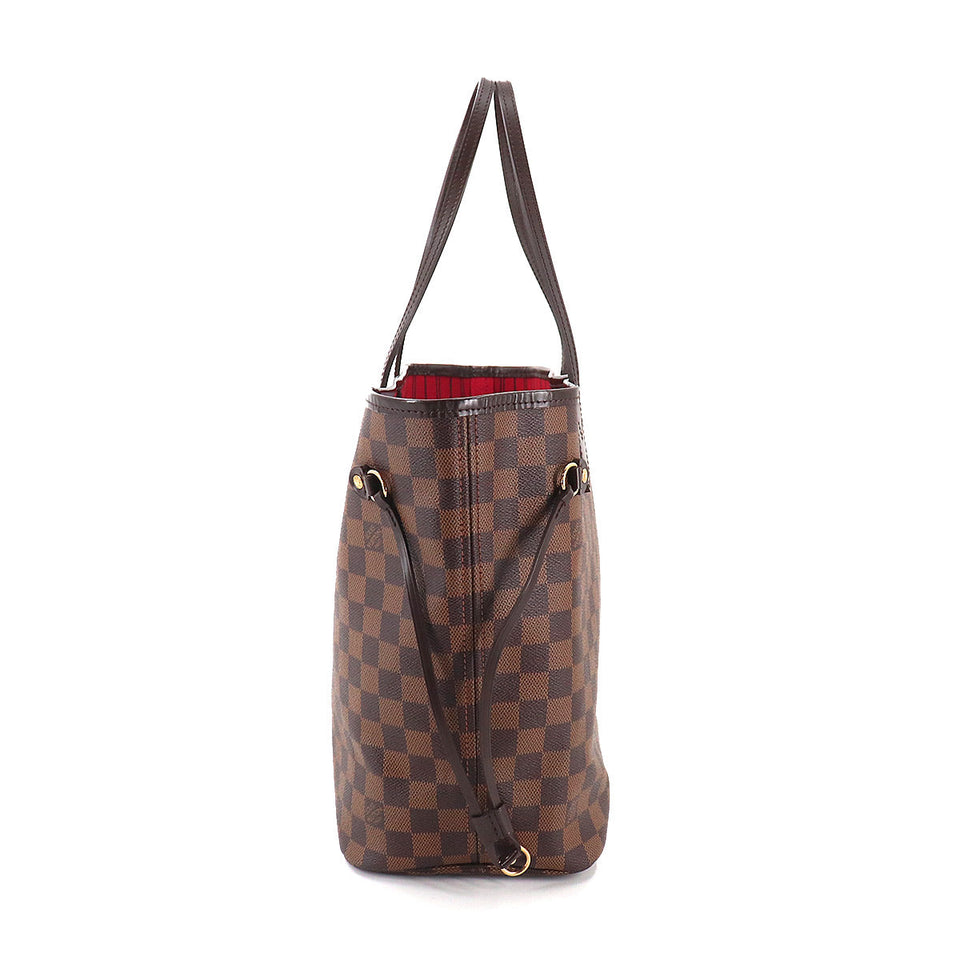 Louis Vuitton Damier Neverfull MM Tote Bag Ebene Cerise Brown Gold Hardware