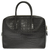 Saint Laurent- Paris Museum Crocodile Embossed Leather Briefcase Black