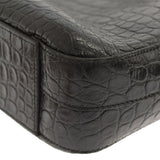 Saint Laurent- Paris Museum Crocodile Embossed Leather Briefcase Black