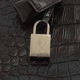 Saint Laurent- Paris Museum Crocodile Embossed Leather Briefcase Black