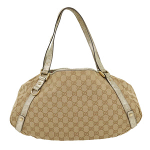Gucci GG Canvas Shoulder Bag Beige Silver 30333