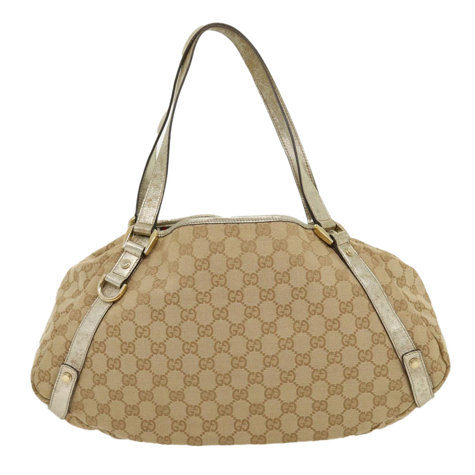 Gucci GG Canvas Shoulder Bag Beige Silver 30333