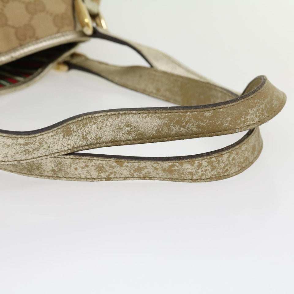 Gucci GG Canvas Shoulder Bag Beige Silver 30333