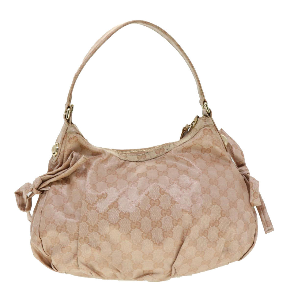 Gucci GG Crystal Sherry Line Horse Bit Shoulder Bag Pink Gold 30337