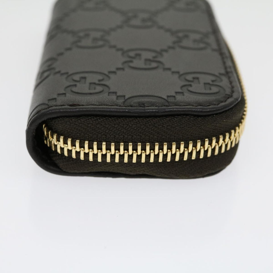 Gucci GG Canvas Coin Purse Leather Brown 30350