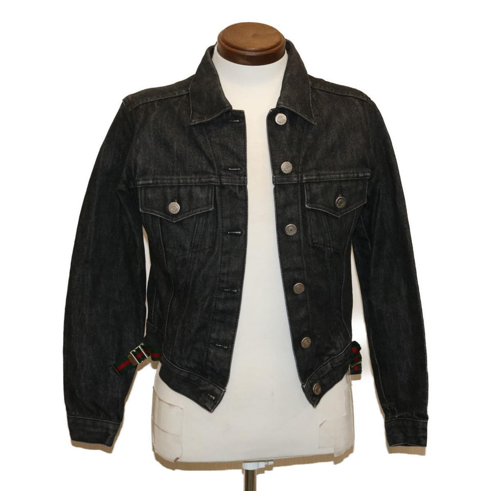 Gucci WebSherry Line Jeans Jacket Black Red Green 30387