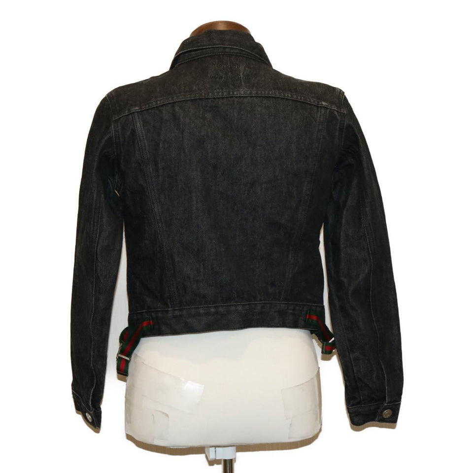 Gucci WebSherry Line Jeans Jacket Black Red Green 30387