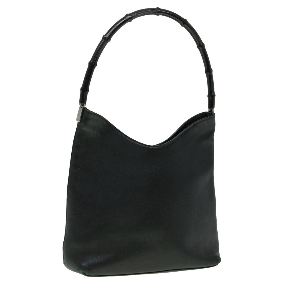 Gucci Bamboo Shoulder Bag Leather Black 30395