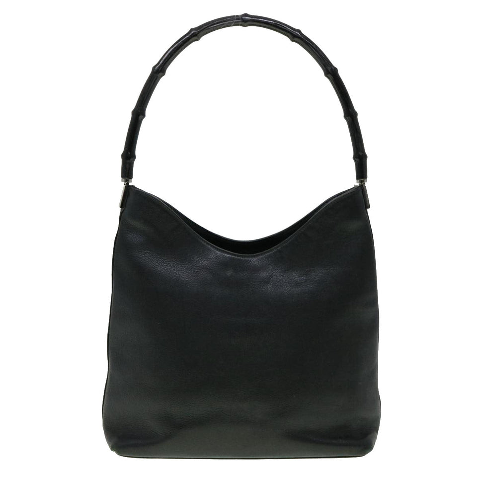 Gucci Bamboo Shoulder Bag Leather Black 30395