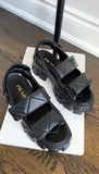 Prada Quilted Leather Monolith Platform Sandals - 38