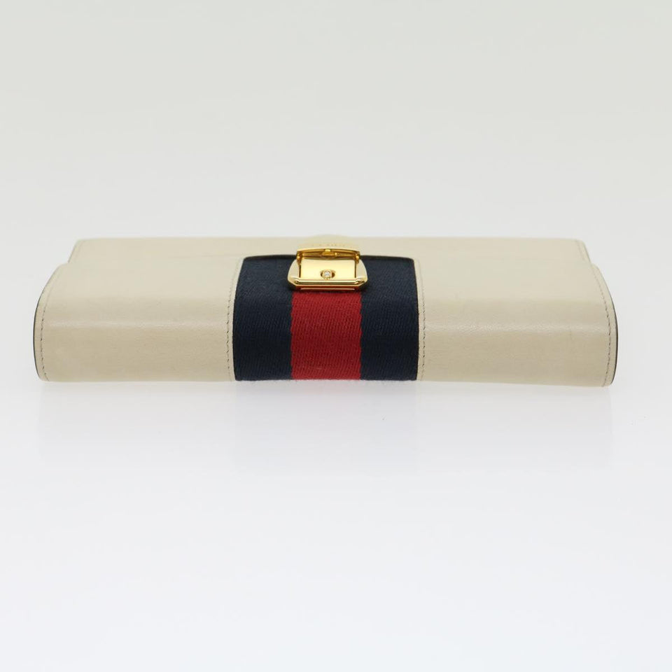 Gucci Sylvie Continental Wallet Sherry Line Leather Beige Navy Red 31004A