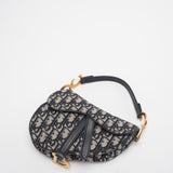 Dior Saddle Bag Mini Blue Oblique Jacquard With Shoulder Strap From 2019