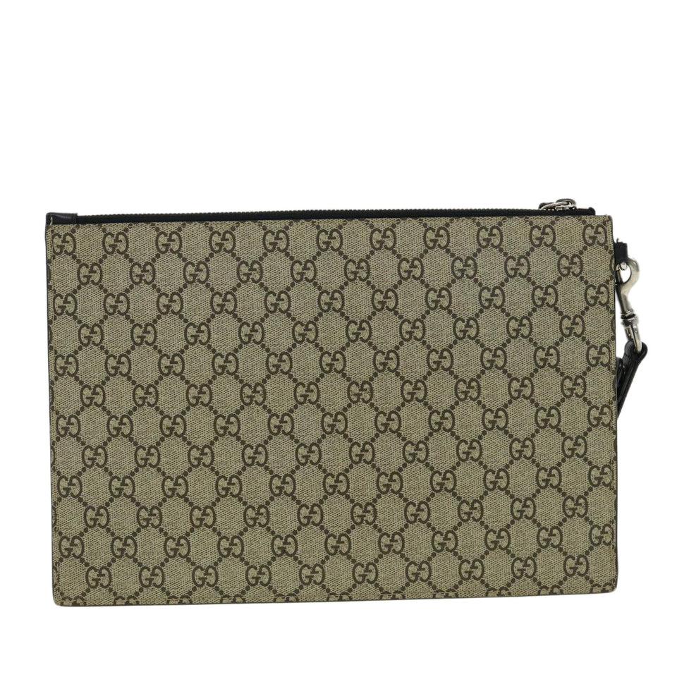 Gucci GG Supreme Tiger Clutch Bag PVC Leather Gray 473904 31726