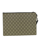 Gucci GG Supreme Tiger Clutch Bag PVC Leather Gray 473904 31726