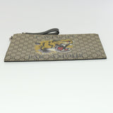 Gucci GG Supreme Tiger Clutch Bag PVC Leather Gray 473904 31726