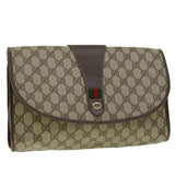 Gucci GG Canvas Web Sherry Line Clutch Bag Beige Red Green 15601031 32362
