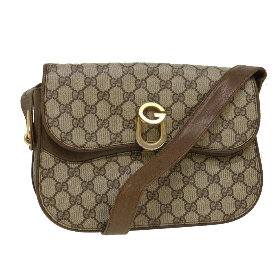 Gucci GG Canvas Shoulder Bag PVC Leather Beige 32392