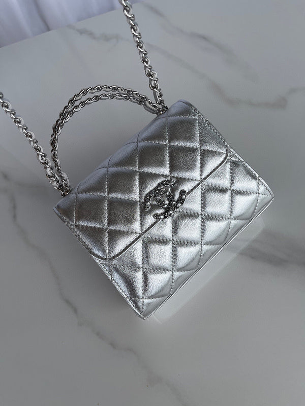 Chanel Silver Mini Quilted Chain Bag – Bags Junction