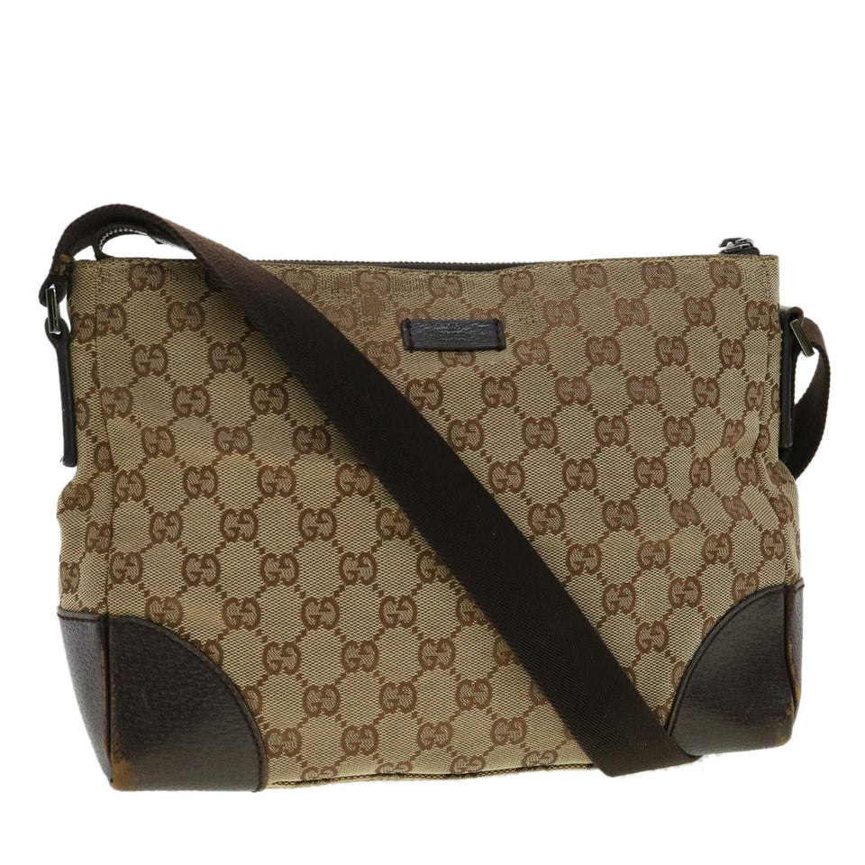 Gucci GG Canvas Shoulder Bag Brown 114273 33264
