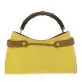 Gucci Bamboo Shoulder Bag Canvas Yellow 33904