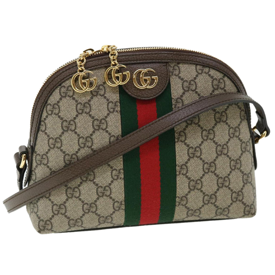 Gucci GG Supreme Web Sherry Line Ofidia Shoulder Bag Beige Red 499621 33921A
