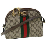 Gucci GG Supreme Web Sherry Line Ofidia Shoulder Bag Beige Red 499621 33921A