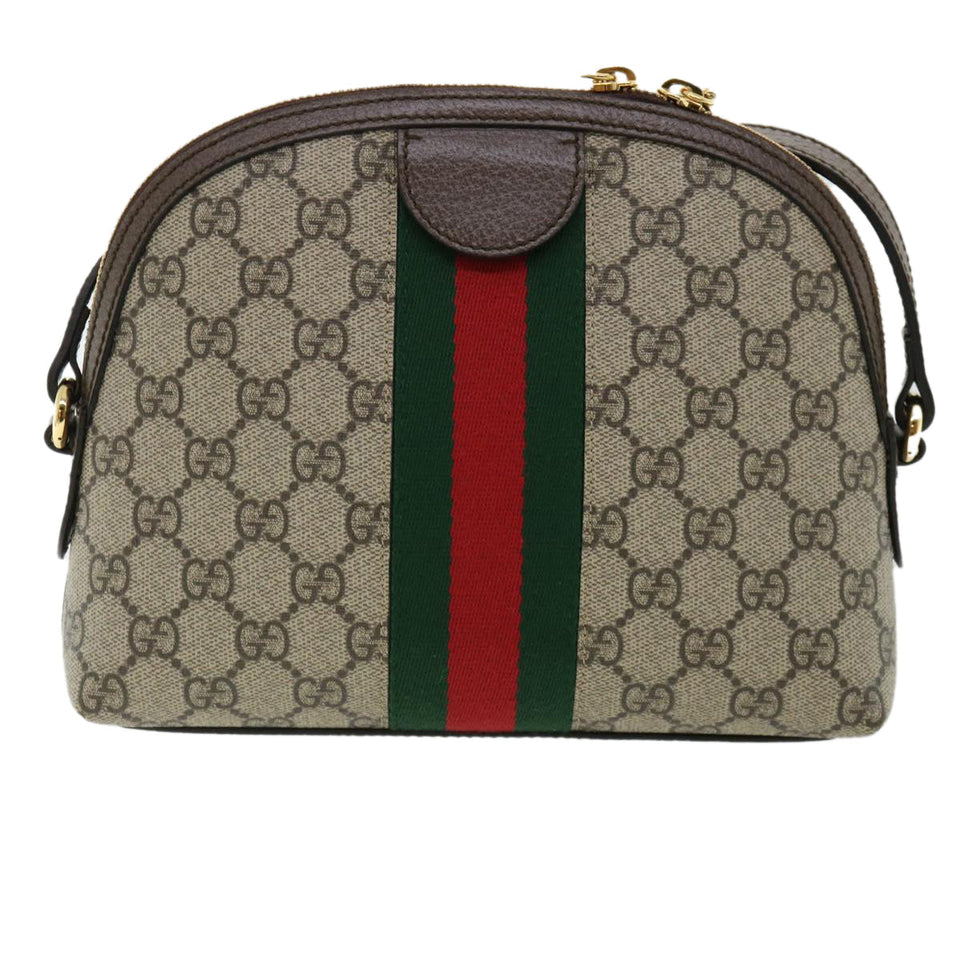 Gucci GG Supreme Web Sherry Line Ofidia Shoulder Bag Beige Red 499621 33921A