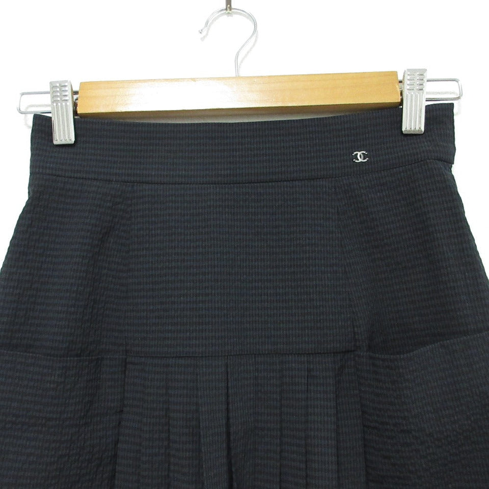 Chanel Coco Mark Seersucker Pleated Skirt